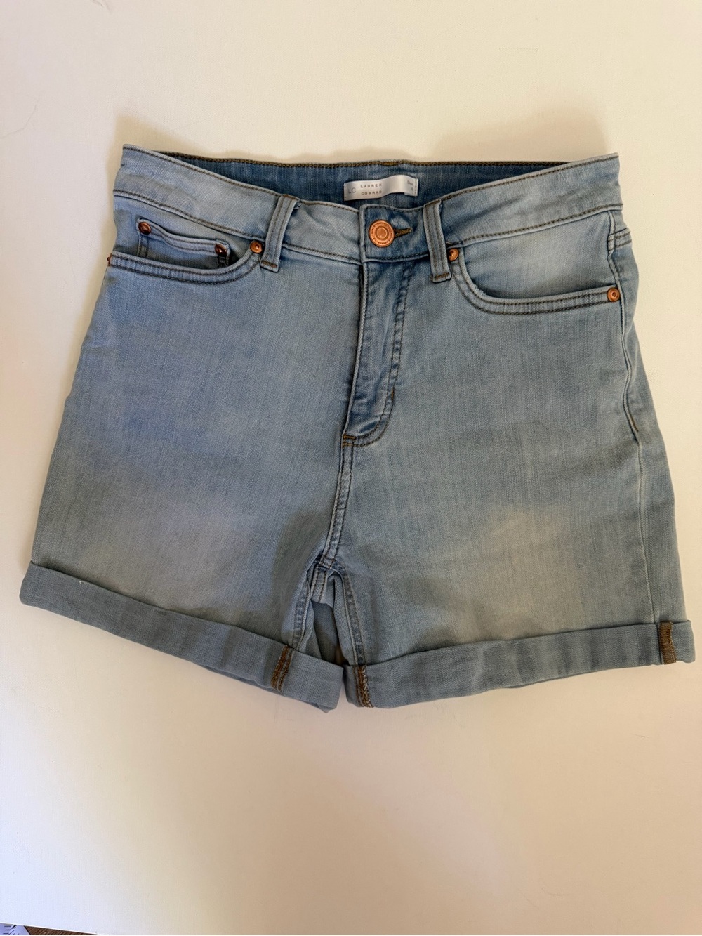 Lauren Conrad LC Cuffed Denim Shorts Size 6 Short Light Wash